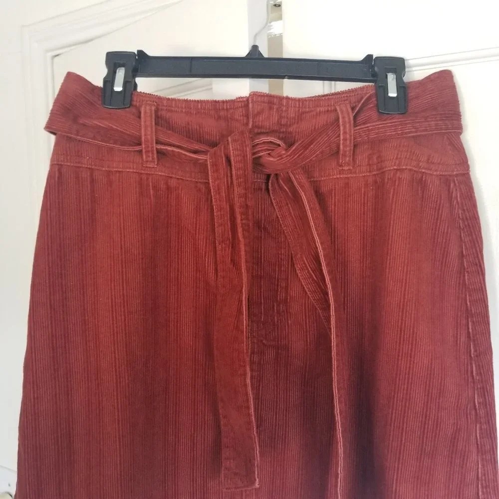 Rewash Rust Corduroy Skirt with Wide Self Belt